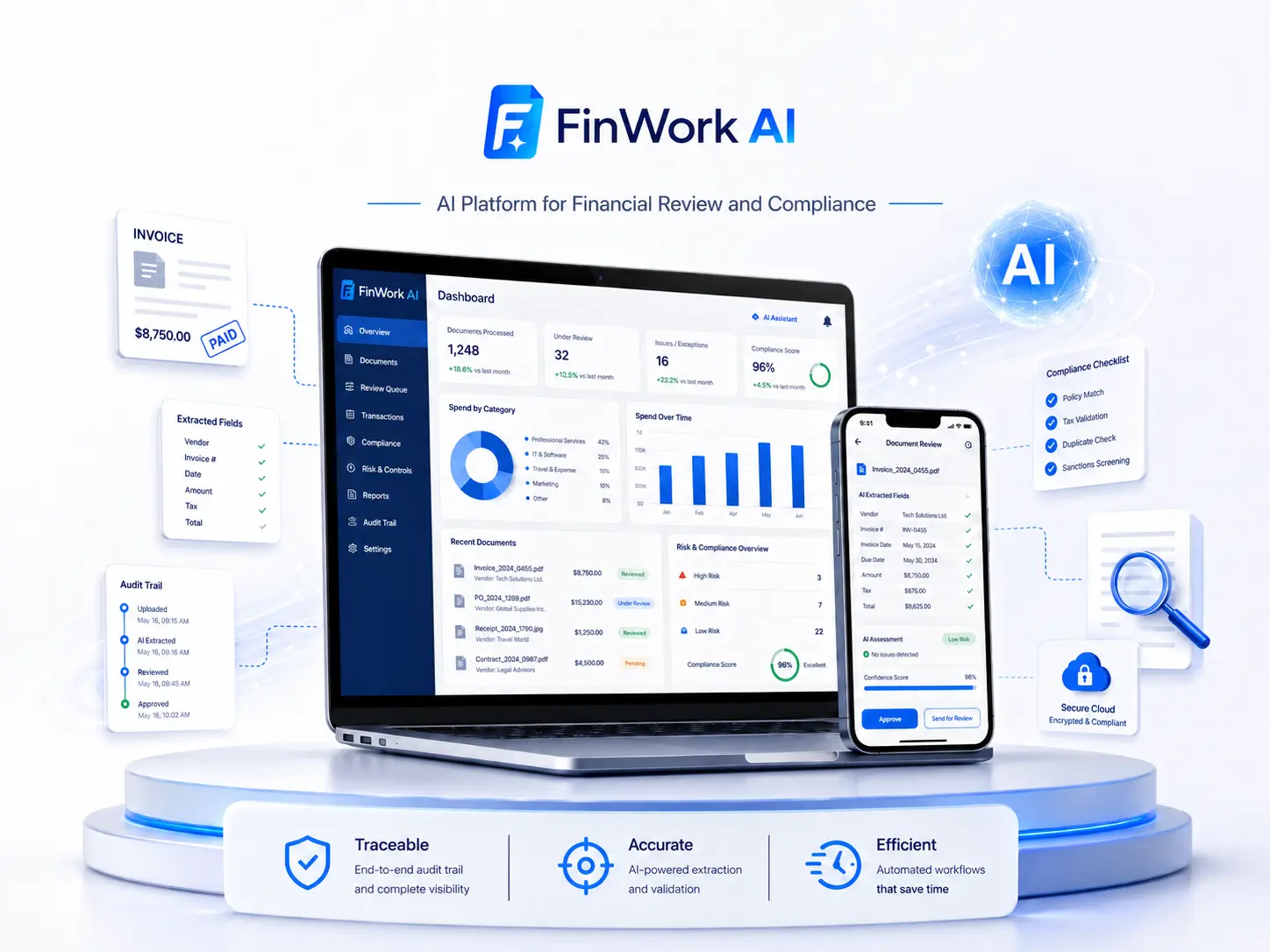 FinWork AI financial document review workspace