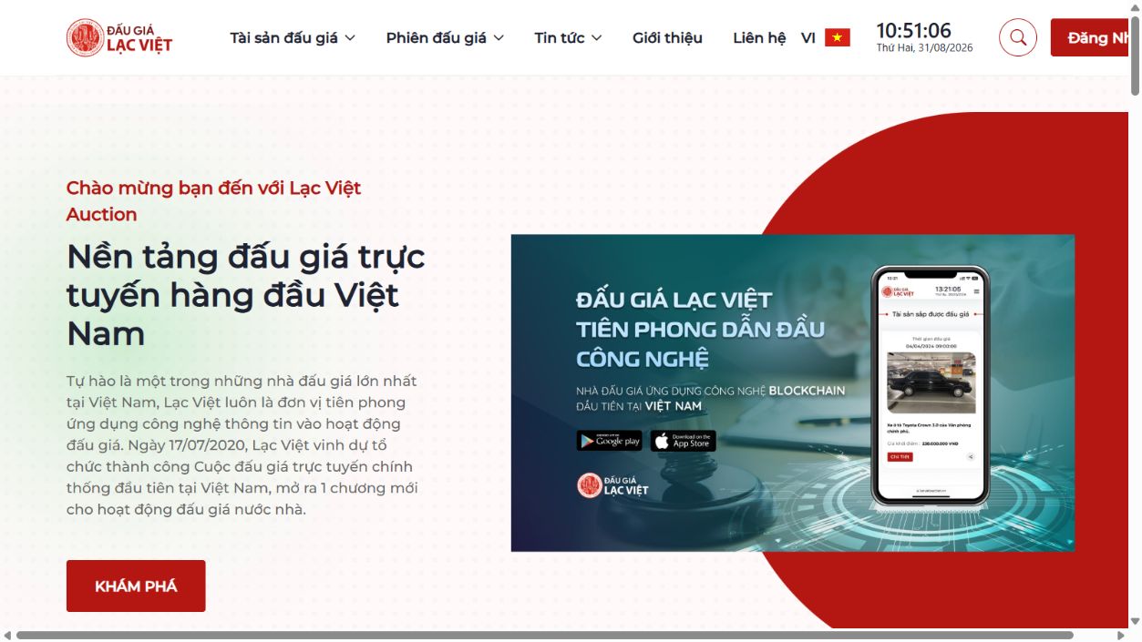 Lạc Việt Auction online auction platform interface